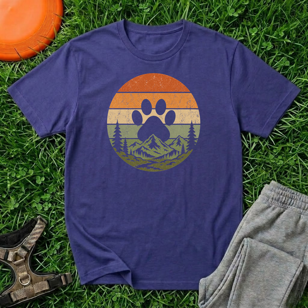 Pawprint Mountain Sunset T-Shirt