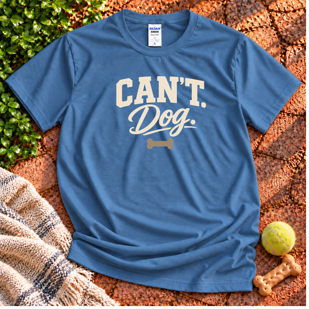 Can’t. Dog. dog graphic T-shirt in Indigo Blue – Gildan 64000 | Wigglebumms