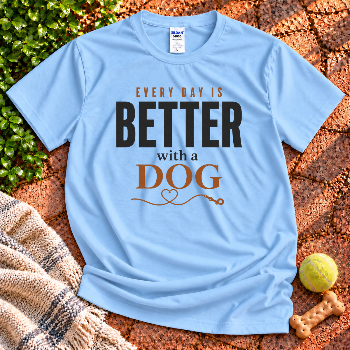 Better With a Dog graphic T-shirt in Light Blue
