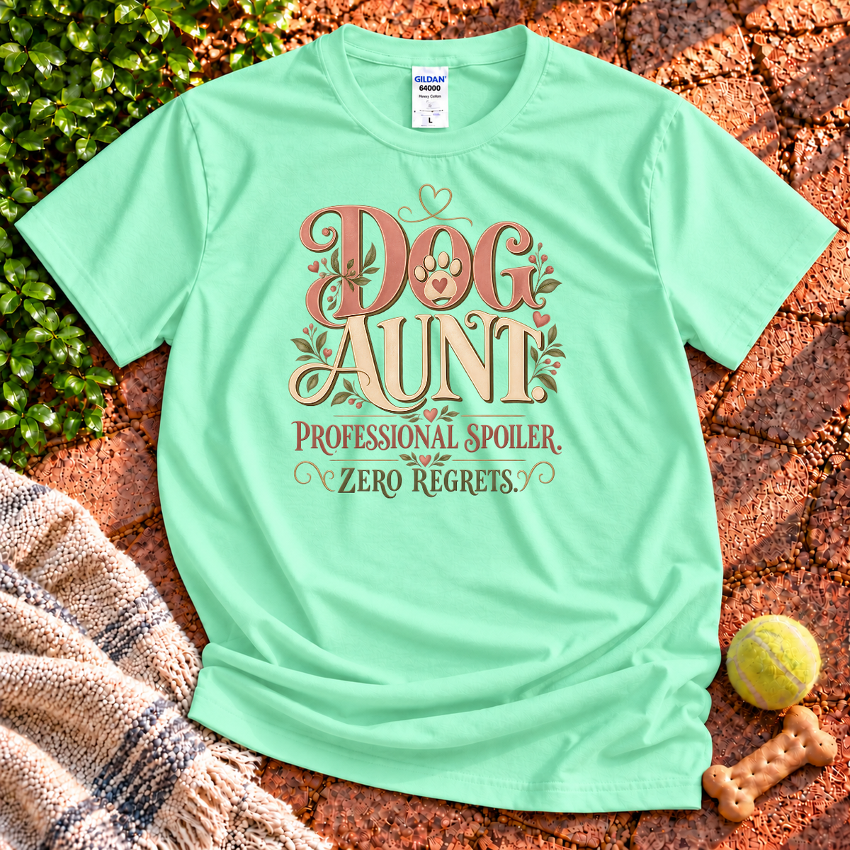 Dog Spoiler Aunt dog graphic T-shirt in Mint Green – Gildan 64000 | Wigglebumms