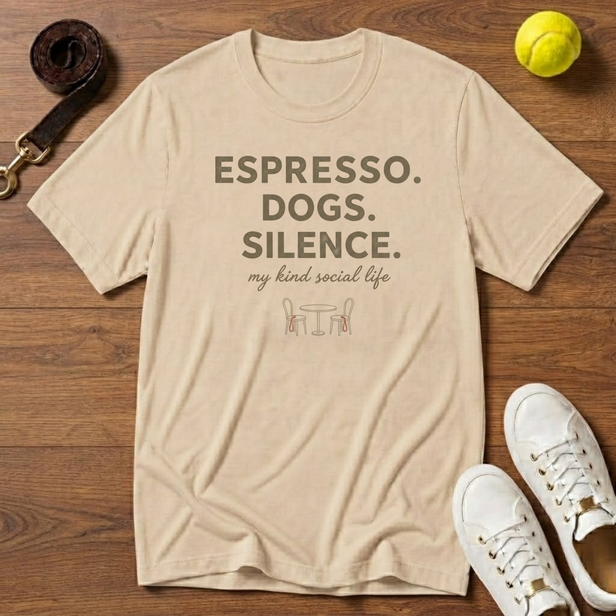 Espresso. Dogs. Silence. Gildan Softstyle Tee