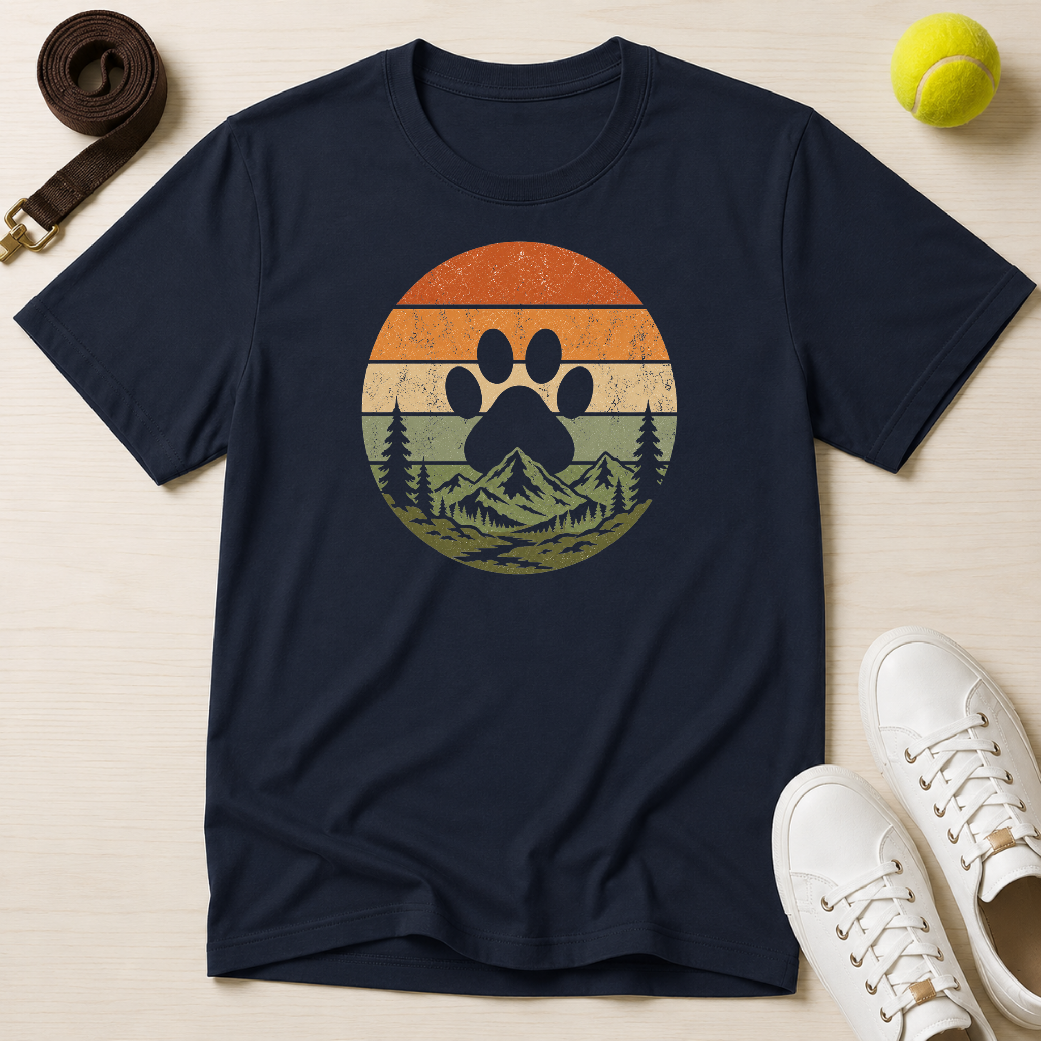 Pawprint Mountain Sunset T-Shirt