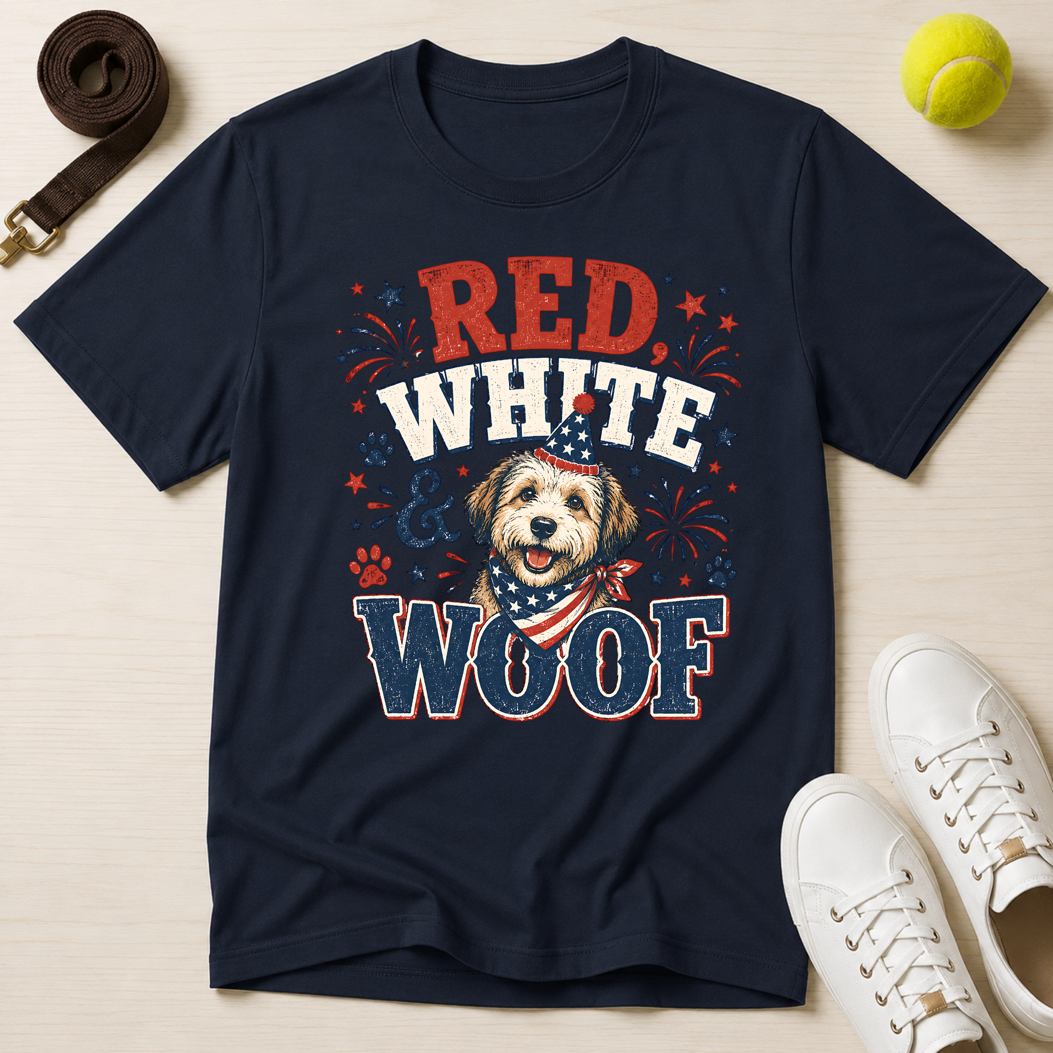 Red White & Woof 4th of July- T-Shirt