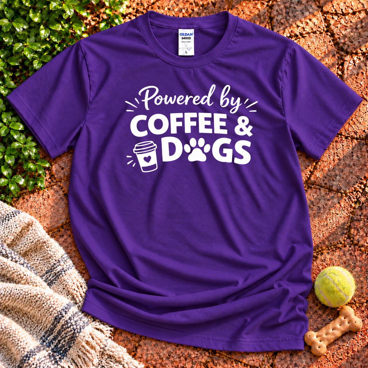 Coffee And Dogs dog graphic T-shirt in Purple – Wigglebumms