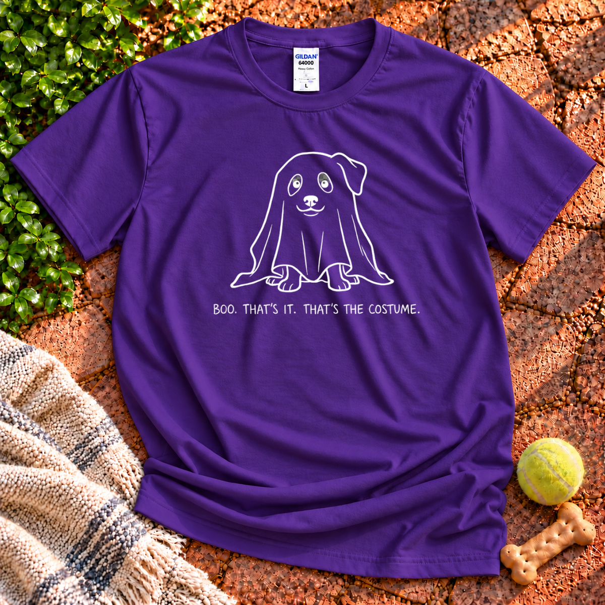 Boo dog graphic T-shirt in Purple – Gildan 64000 | Wigglebumms