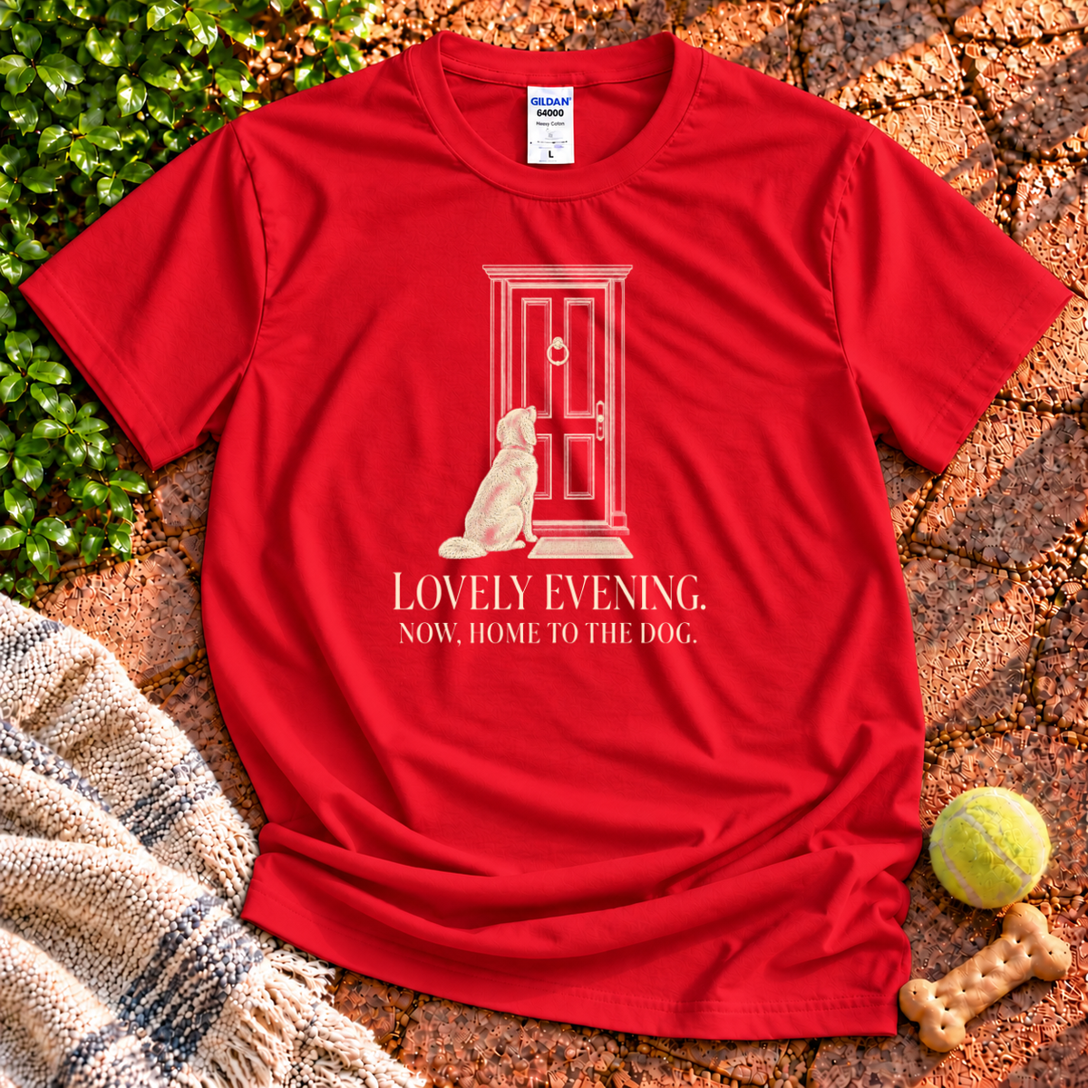 Home to the dog dog graphic T-shirt in Red – Gildan 64000 | Wigglebumms