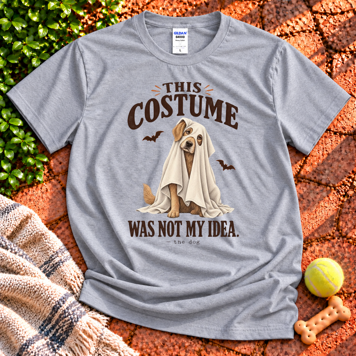 Ghost Dog dog graphic T-shirt in Sport Grey – Gildan 64000 | Wigglebumms