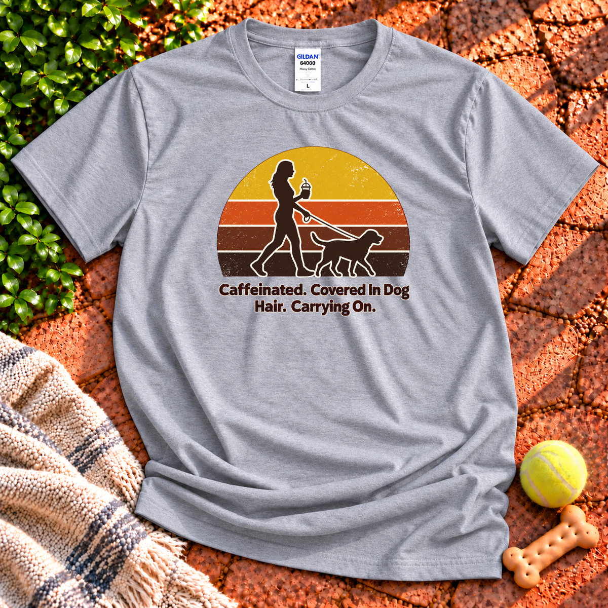 Dog Walker dog graphic T-shirt in Sport Grey – Gildan 64000 | Wigglebumms