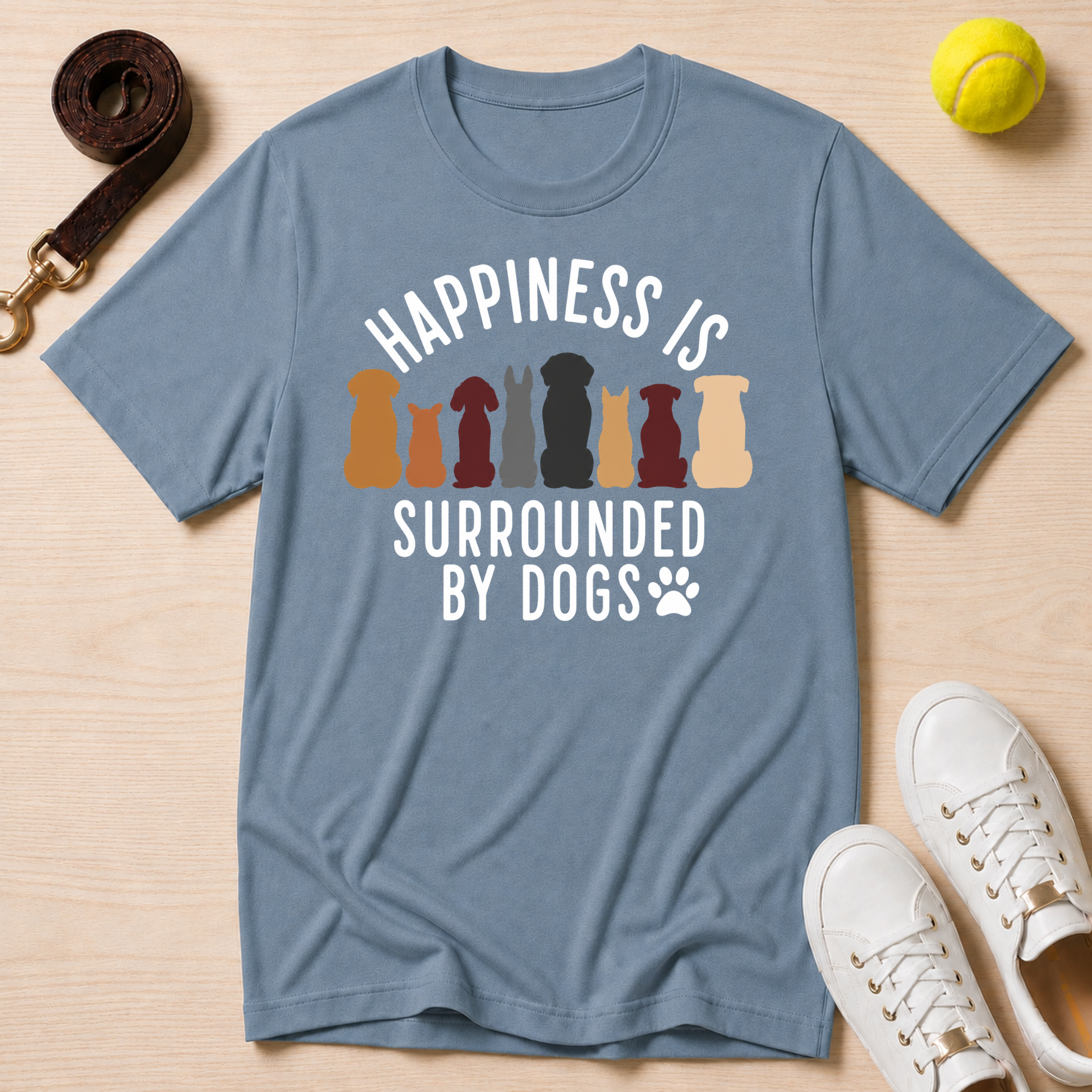 Happiness Is Surrounded By Dogs- T Shirt