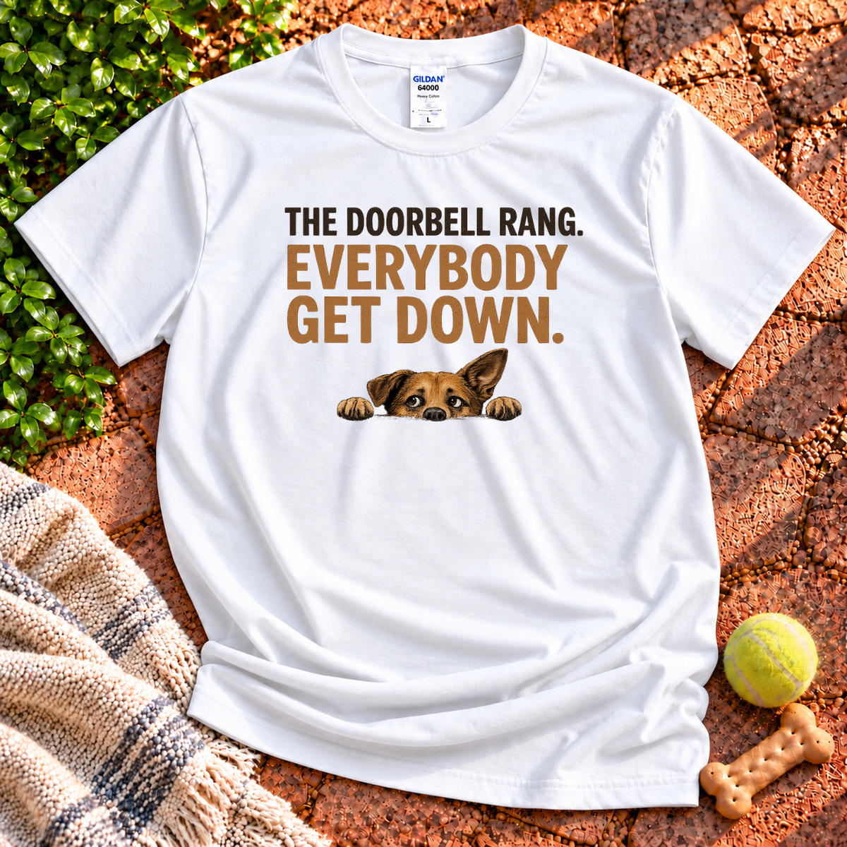 The Doorbell Rang dog graphic T-shirt in White – Wigglebumms