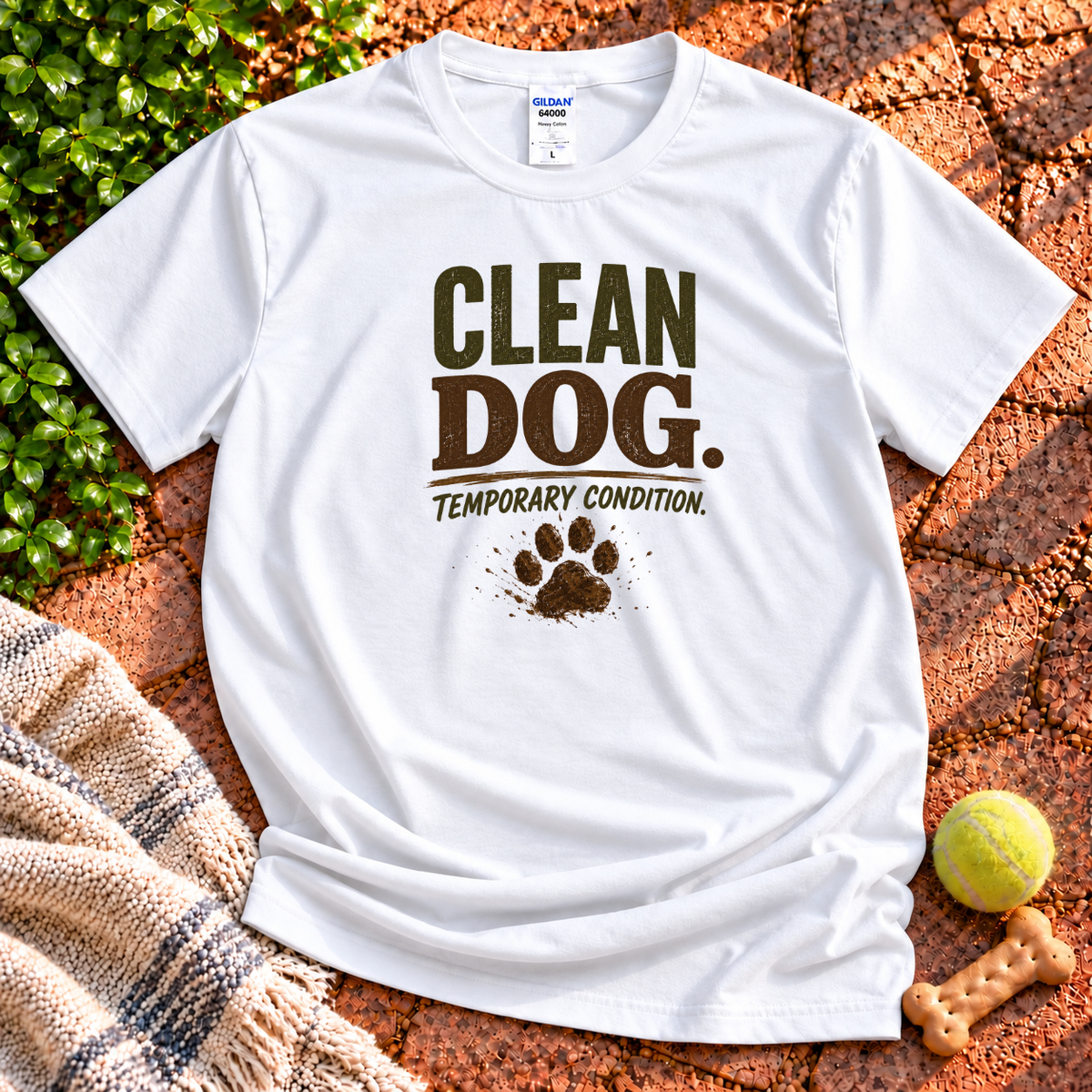 Clean Dog dog graphic T-shirt in White – Wigglebumms