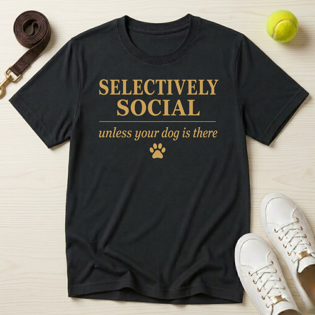 Selectively Social — Unless Your Dog Is There T-Shirt