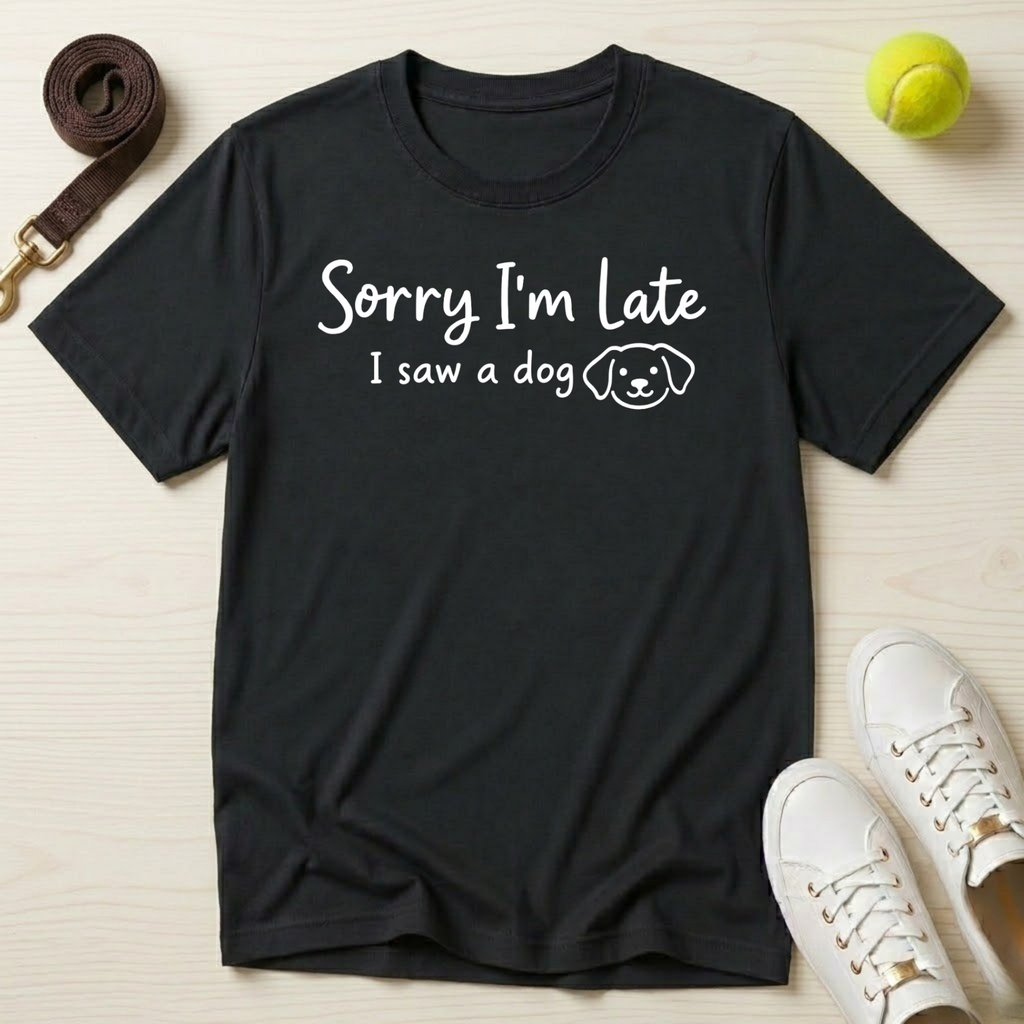 Sorry I'm Late. I Saw A Dog- T-Shirt