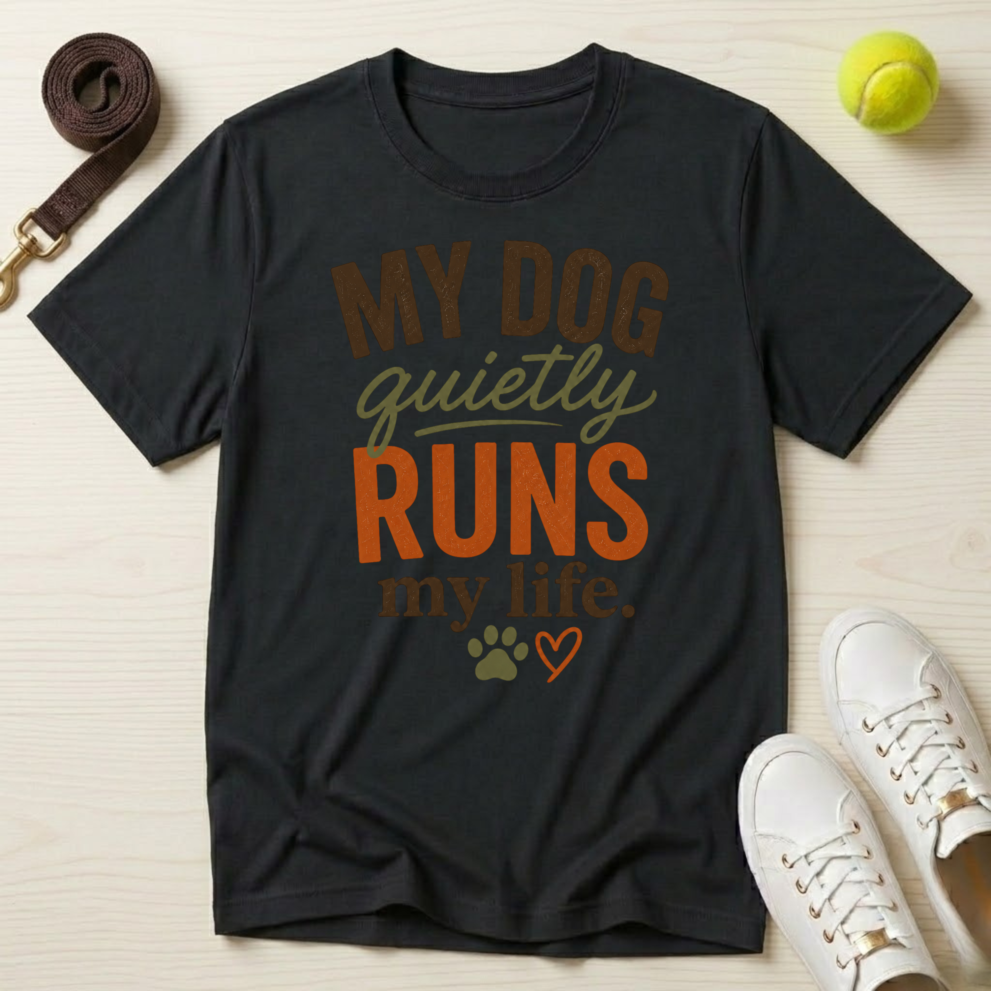 My Dog Quietly Runs My Life T-Shirt