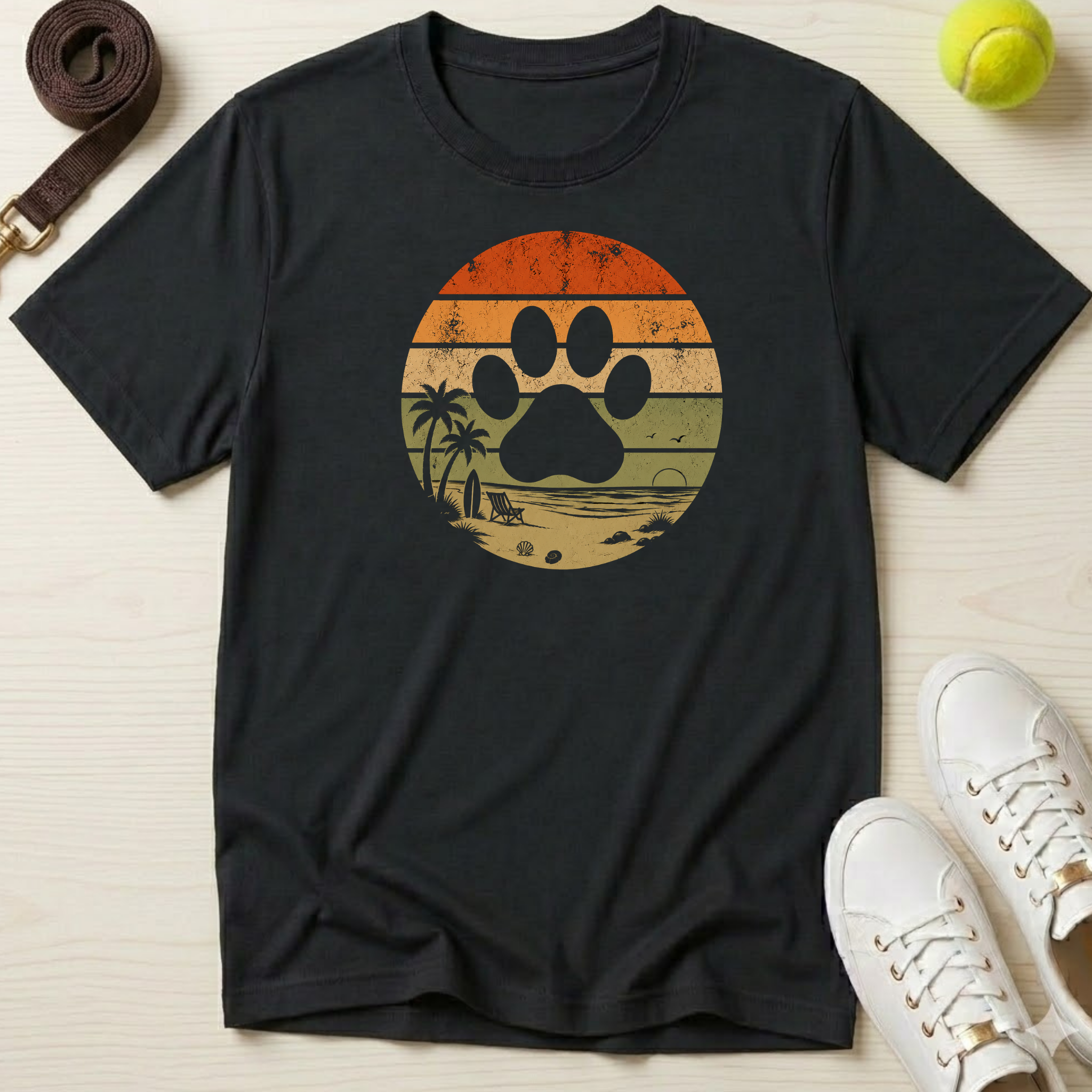 Retro Sunset Paw, Classic Tee
