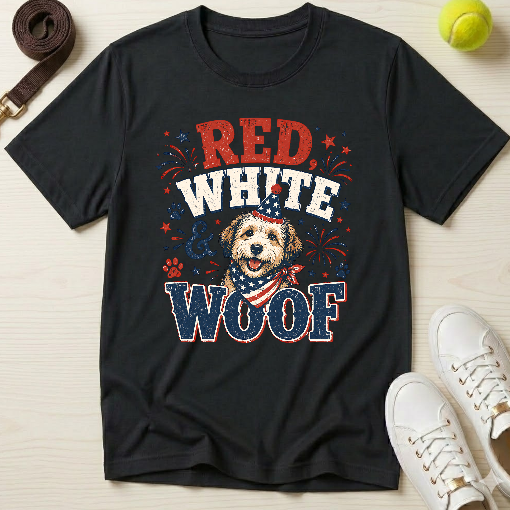 Red White & Woof 4th of July- T-Shirt