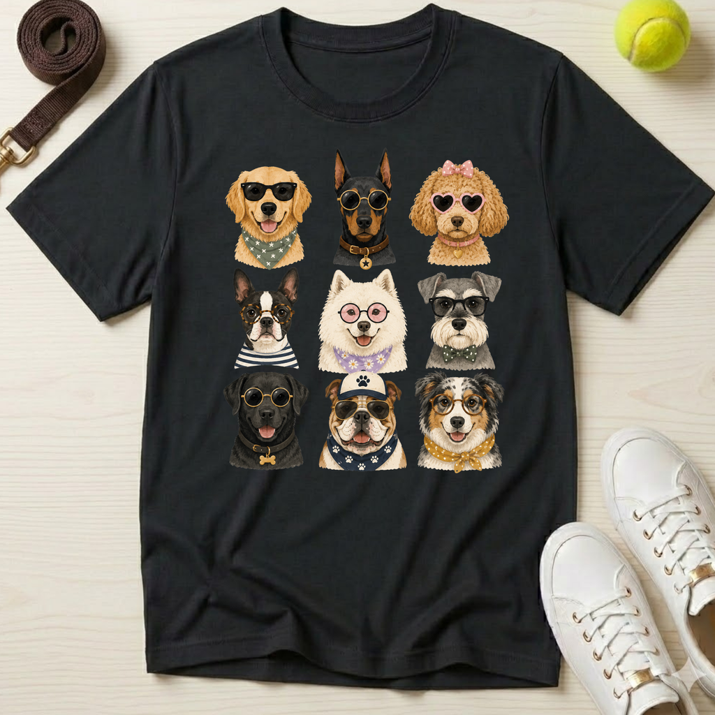 Cute Dogs Grid T‑Shirt