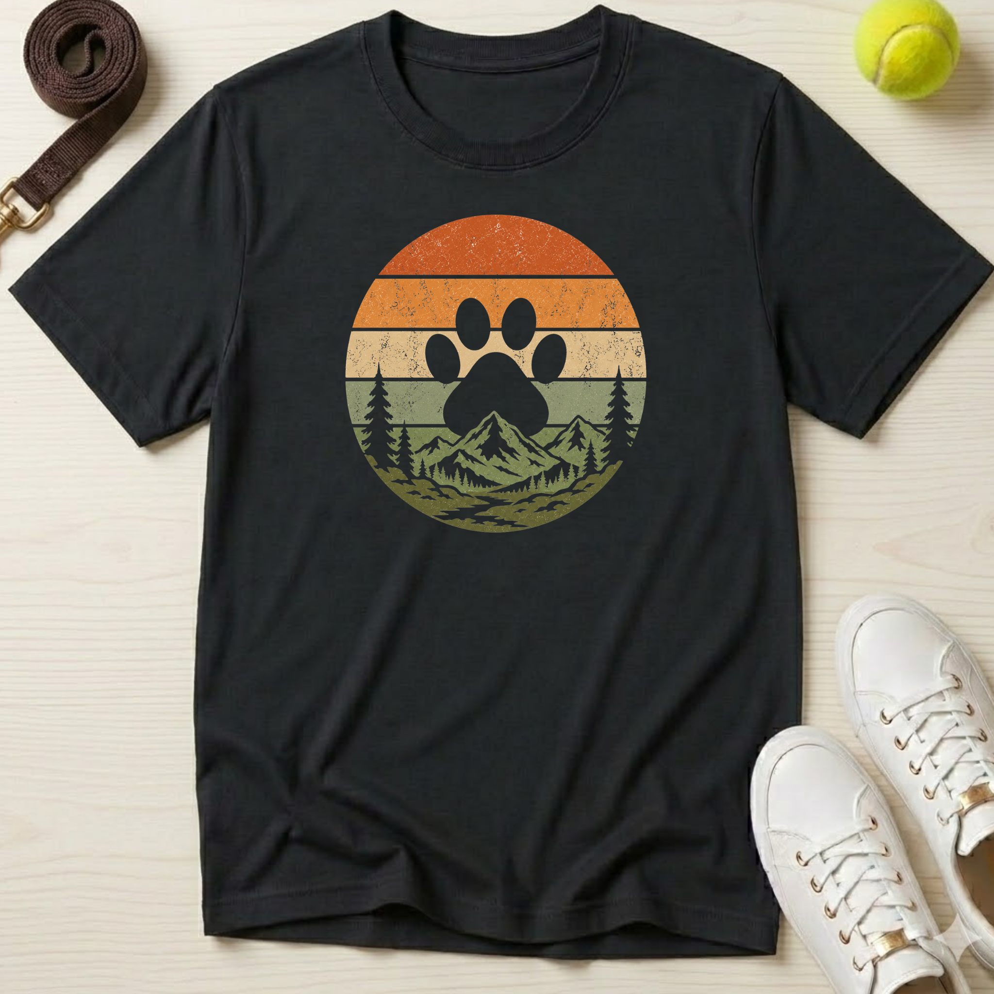 Pawprint Mountain Sunset T-Shirt