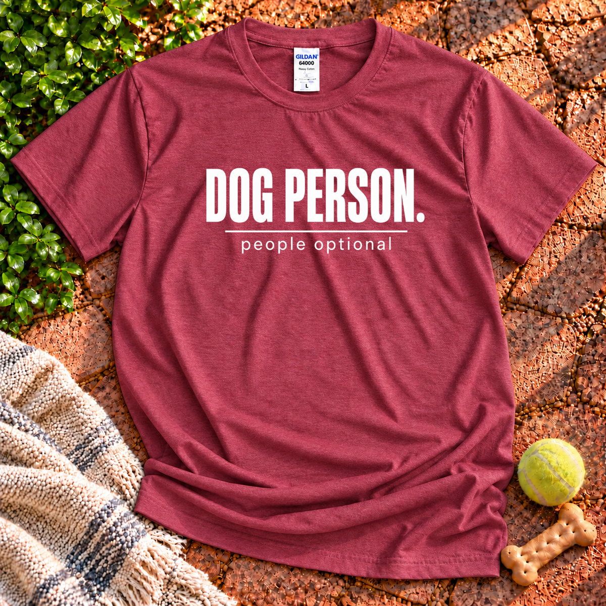 People Optional dog graphic T-shirt in Heather Cardinal – Gildan 64000 | Wigglebumms
