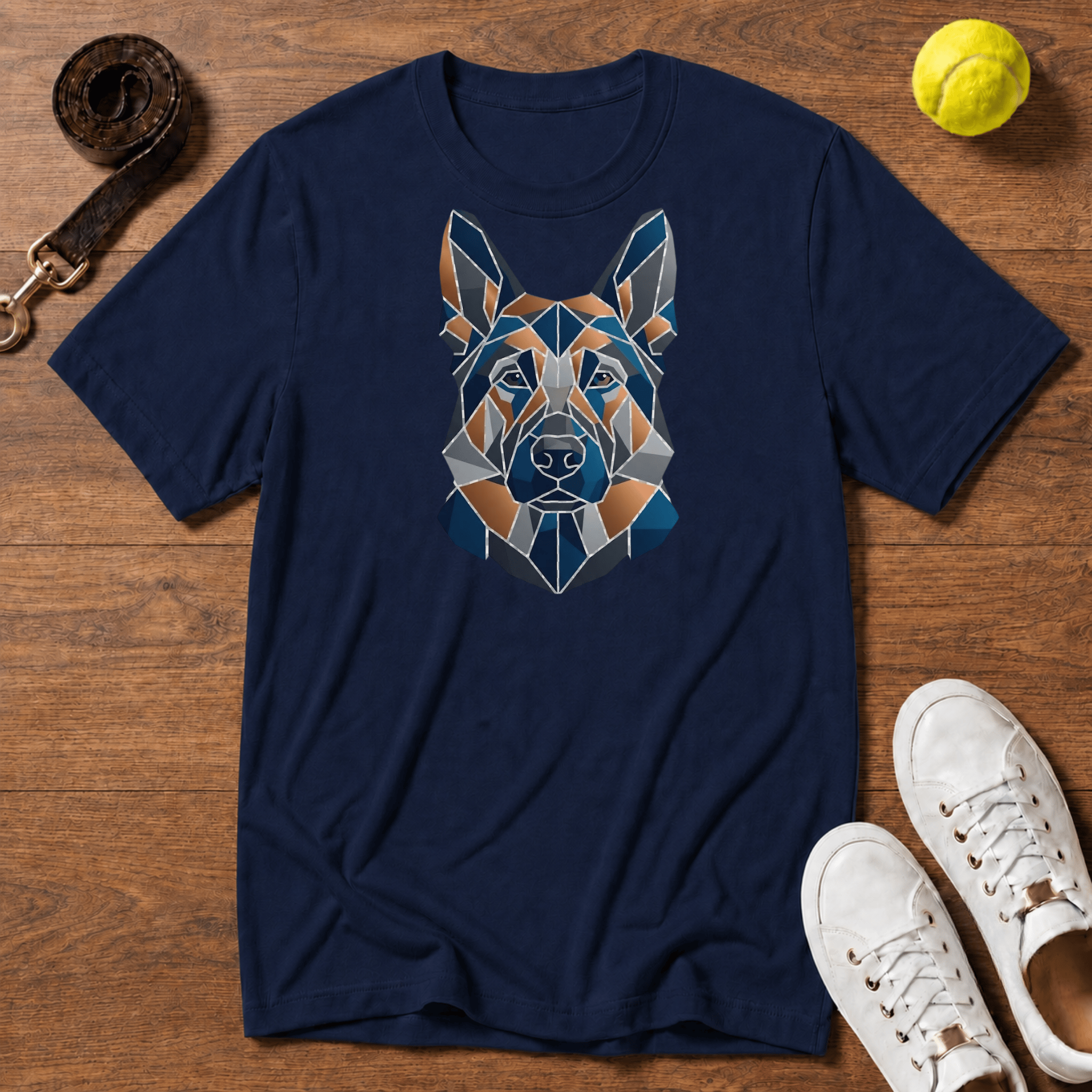 Geometric German Shepherd T-Shirt – Gildan Softstyle