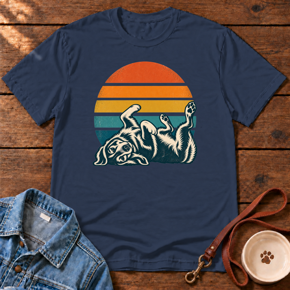 Sunset Playful Dog T-Shirt