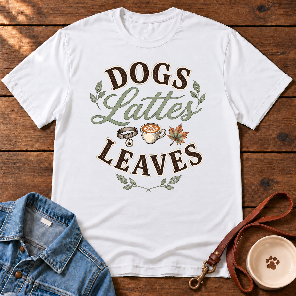 Dogs. Lattes. Leaves T-Shirt