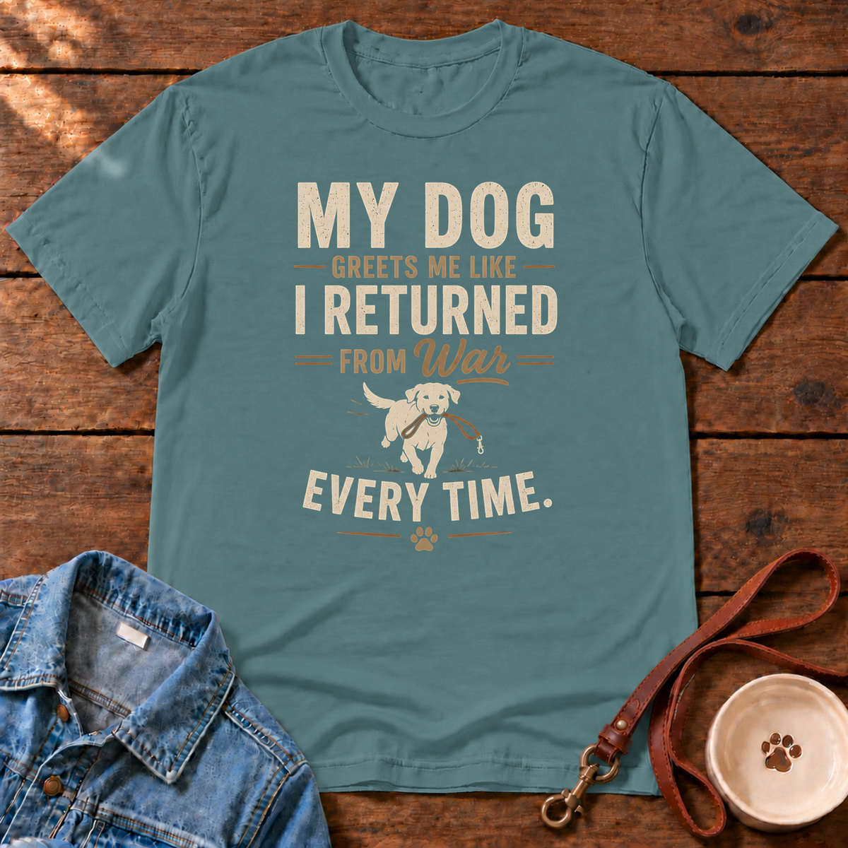 My Dog Greets Me Comfort Colors T-Shirt