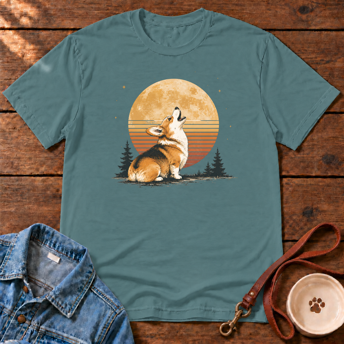 Corgi Sunset Comfort Colors T-Shirt