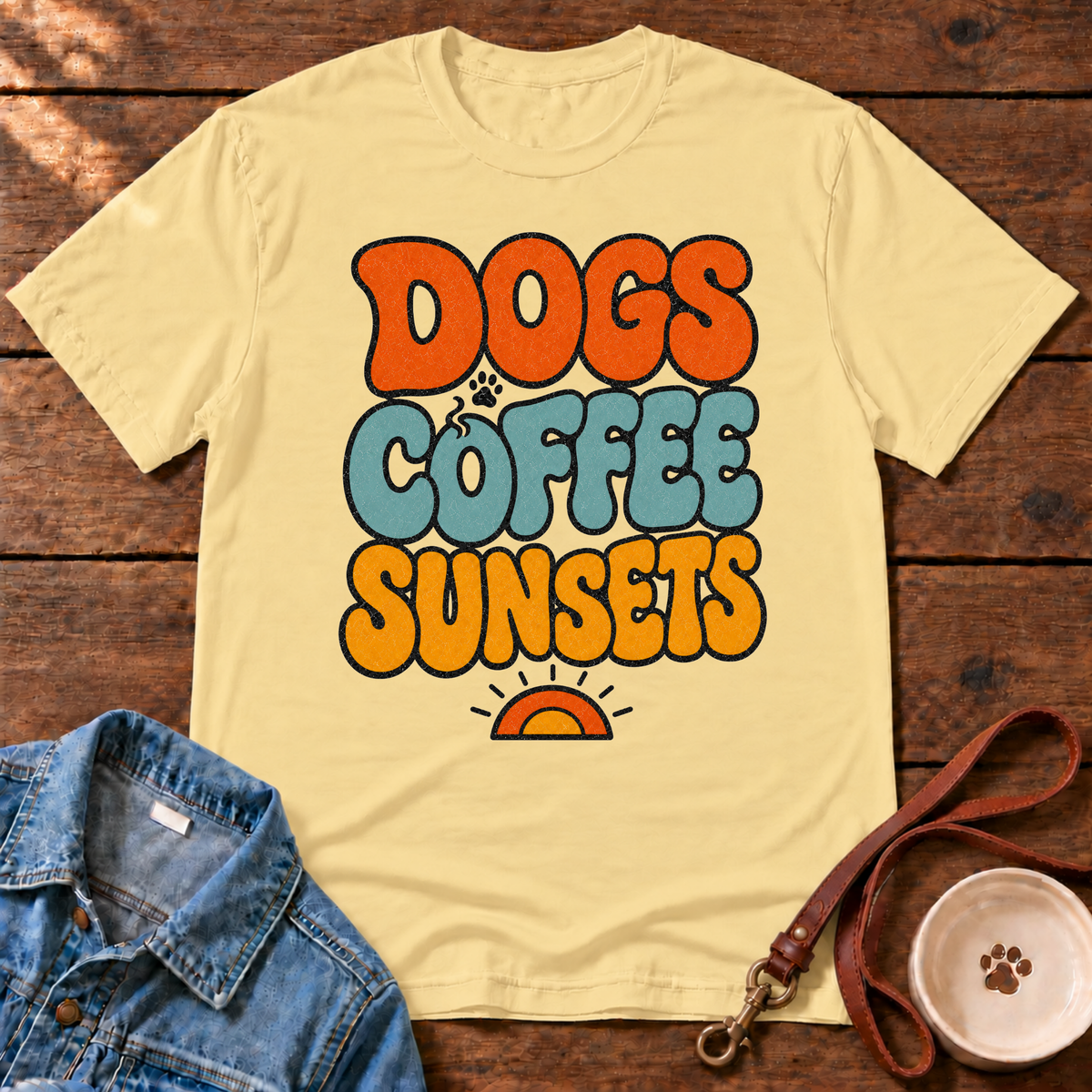 Dogs Coffee Sunsets Comfort Colors T-Shirt