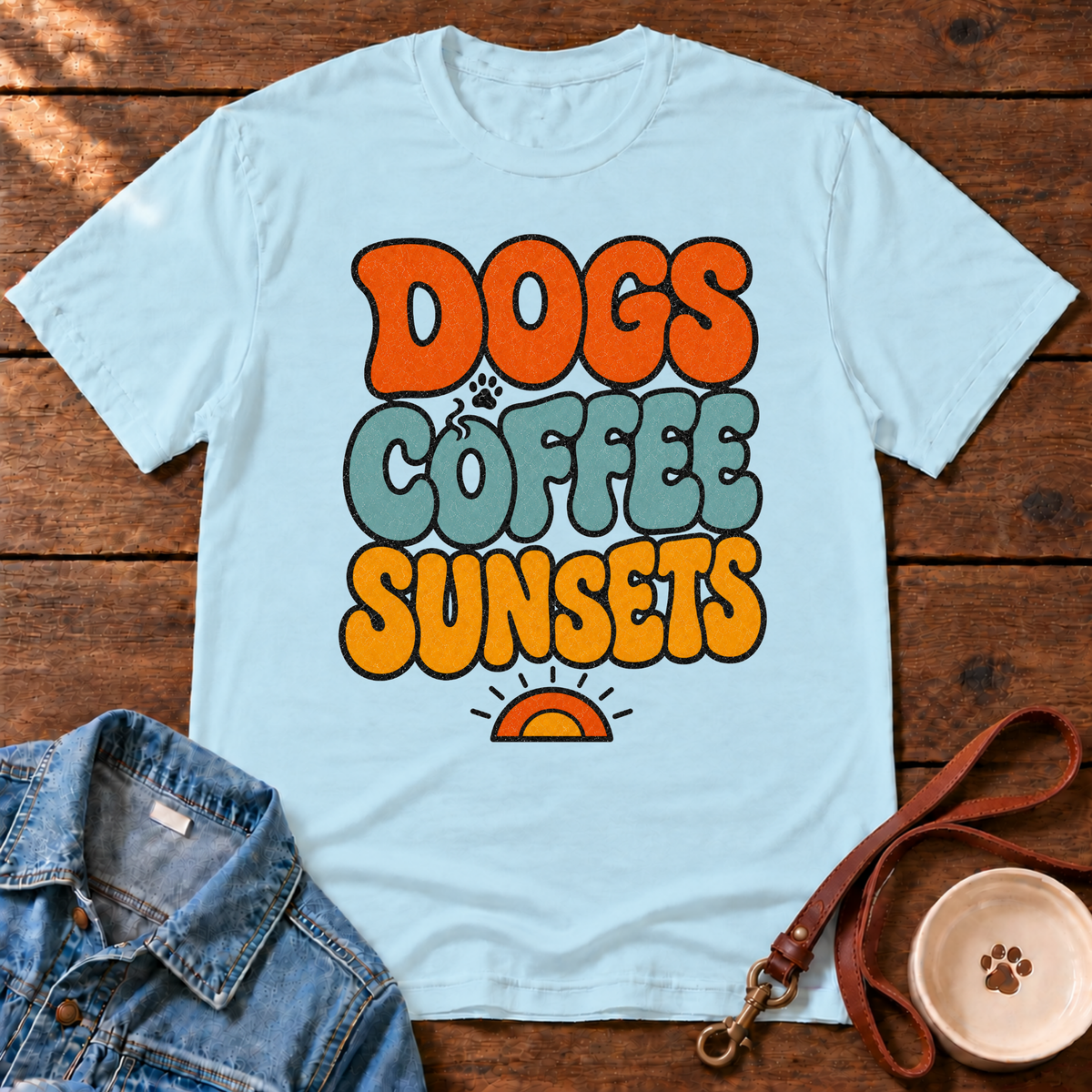 Dogs Coffee Sunsets Comfort Colors T-Shirt