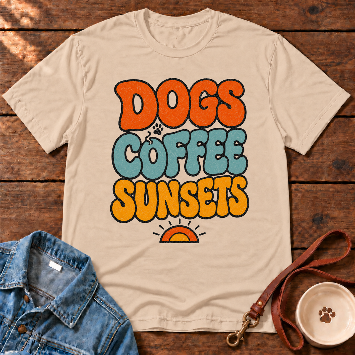 Dogs Coffee Sunsets Comfort Colors T-Shirt