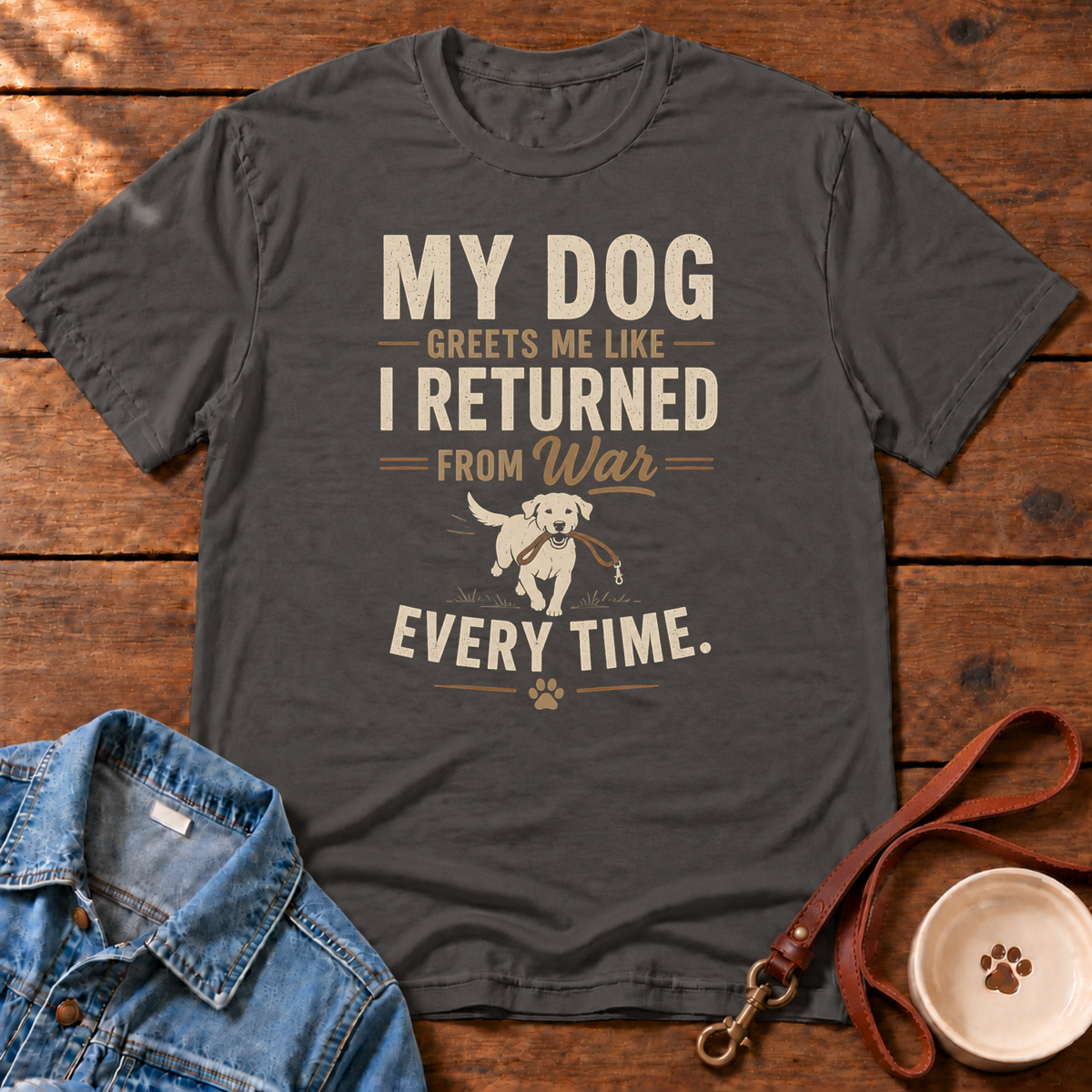 My Dog Greets Me Comfort Colors T-Shirt