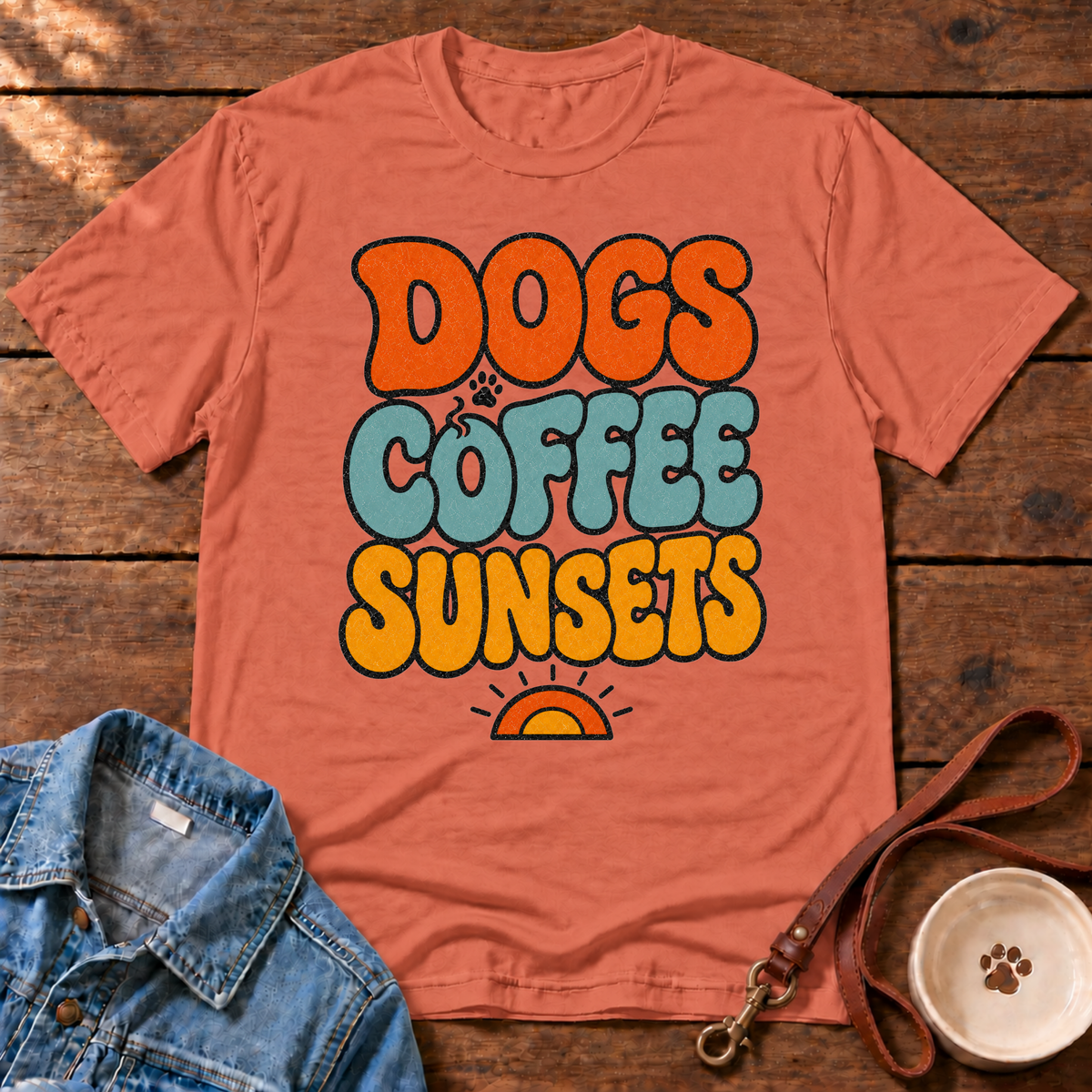 Dogs Coffee Sunsets Comfort Colors T-Shirt
