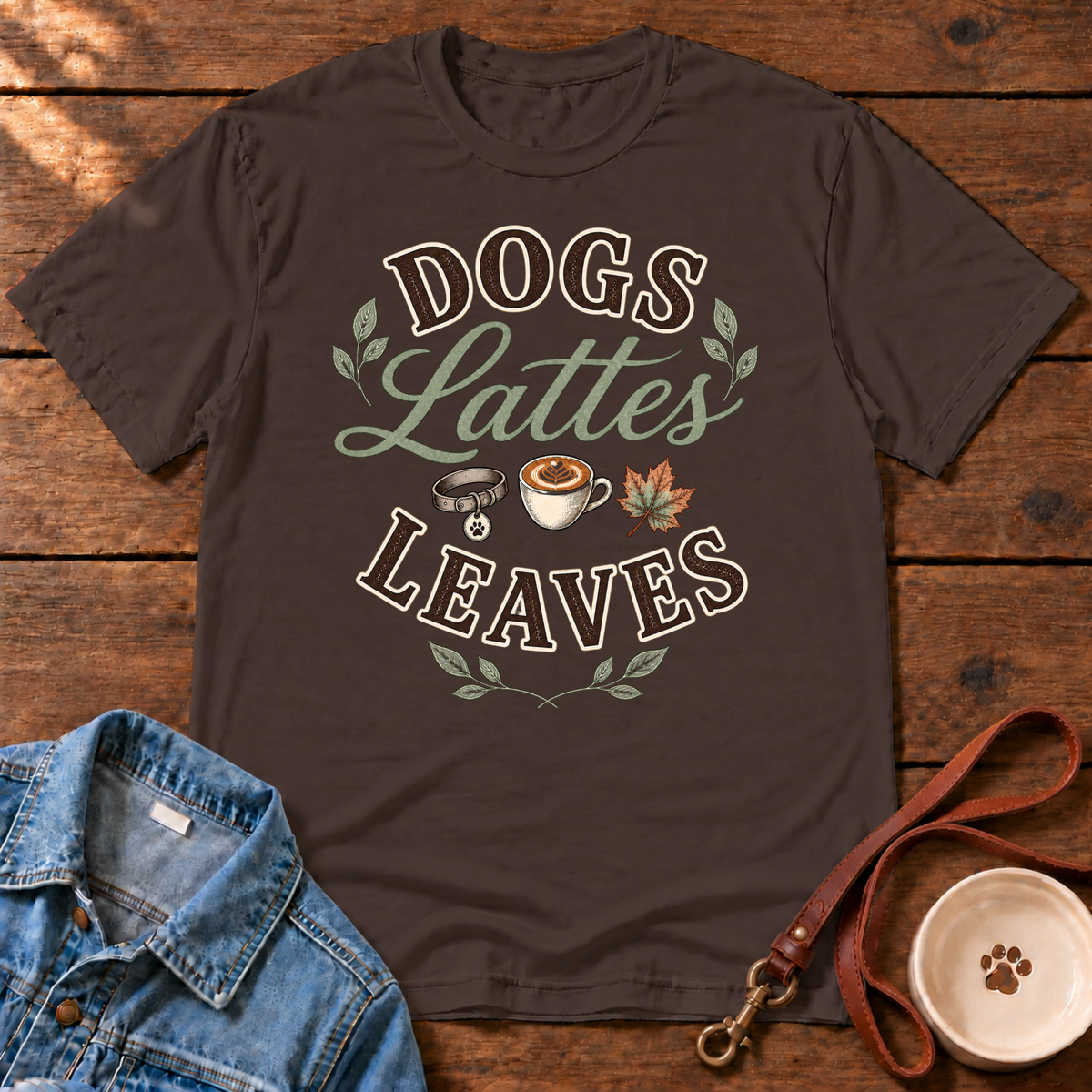 Dogs. Lattes. Leaves T-Shirt